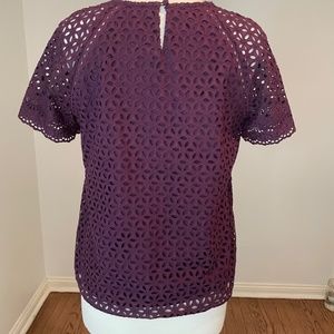Eyelet Maroon Short Sleeve - Elie Tahari Size 10